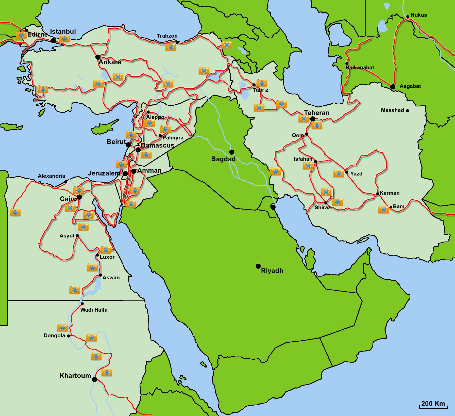 Kaart Midden Oosten