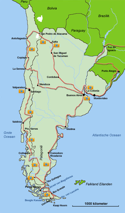 Kaart Zuid Zuid-Amerika